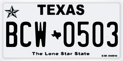 TX license plate BCW0503