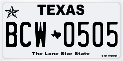 TX license plate BCW0505