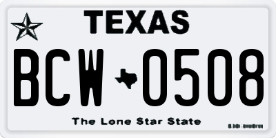 TX license plate BCW0508