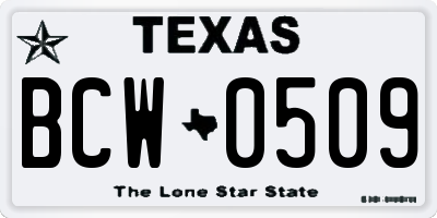 TX license plate BCW0509