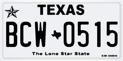 TX license plate BCW0515