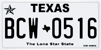TX license plate BCW0516