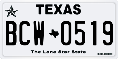 TX license plate BCW0519