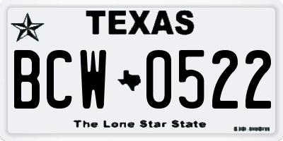 TX license plate BCW0522