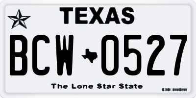TX license plate BCW0527