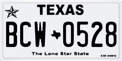 TX license plate BCW0528