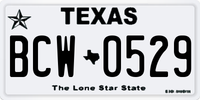 TX license plate BCW0529