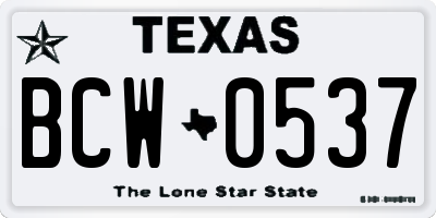TX license plate BCW0537