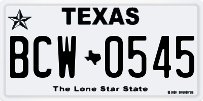TX license plate BCW0545
