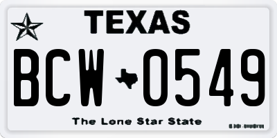 TX license plate BCW0549
