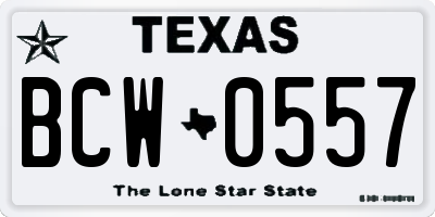 TX license plate BCW0557