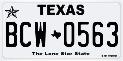 TX license plate BCW0563