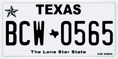 TX license plate BCW0565