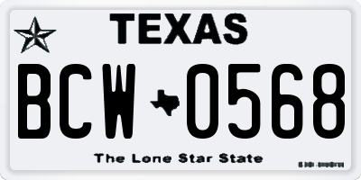 TX license plate BCW0568