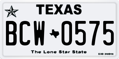 TX license plate BCW0575