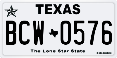 TX license plate BCW0576