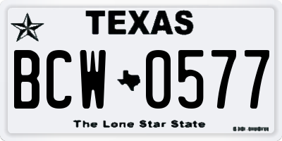 TX license plate BCW0577