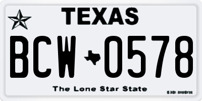 TX license plate BCW0578