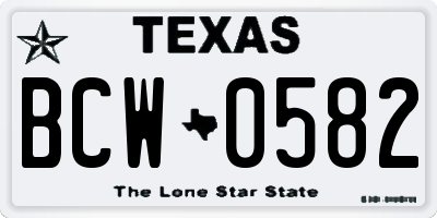 TX license plate BCW0582