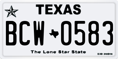 TX license plate BCW0583
