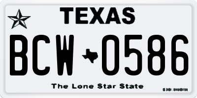 TX license plate BCW0586