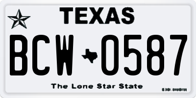 TX license plate BCW0587