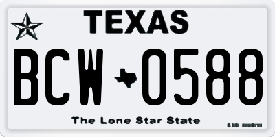 TX license plate BCW0588