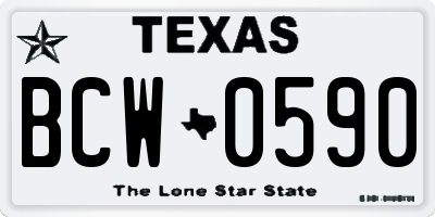 TX license plate BCW0590