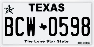 TX license plate BCW0598