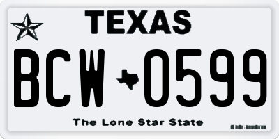 TX license plate BCW0599