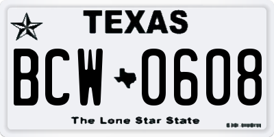 TX license plate BCW0608