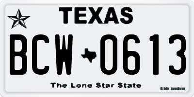 TX license plate BCW0613