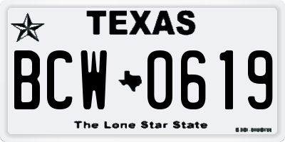 TX license plate BCW0619