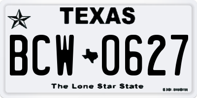 TX license plate BCW0627