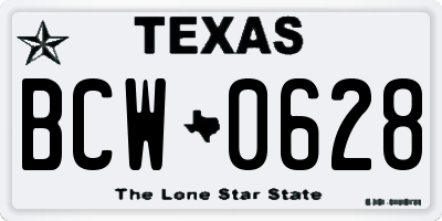 TX license plate BCW0628