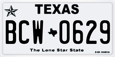 TX license plate BCW0629