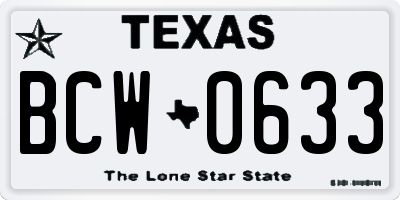 TX license plate BCW0633