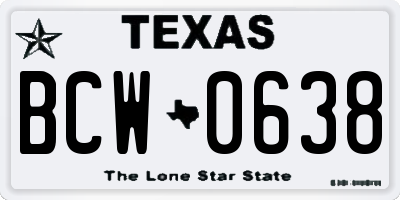 TX license plate BCW0638