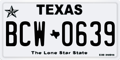 TX license plate BCW0639