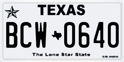 TX license plate BCW0640