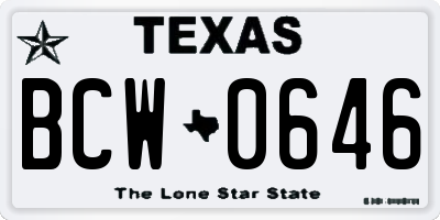 TX license plate BCW0646