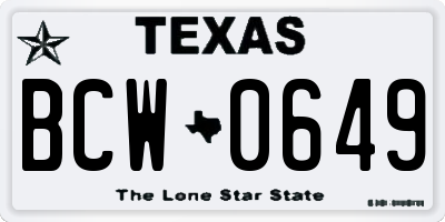 TX license plate BCW0649