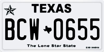 TX license plate BCW0655