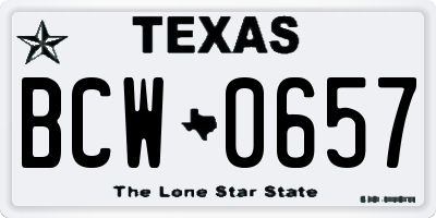 TX license plate BCW0657