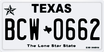 TX license plate BCW0662