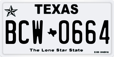 TX license plate BCW0664