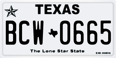 TX license plate BCW0665