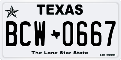 TX license plate BCW0667