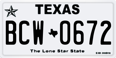 TX license plate BCW0672