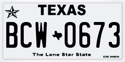 TX license plate BCW0673